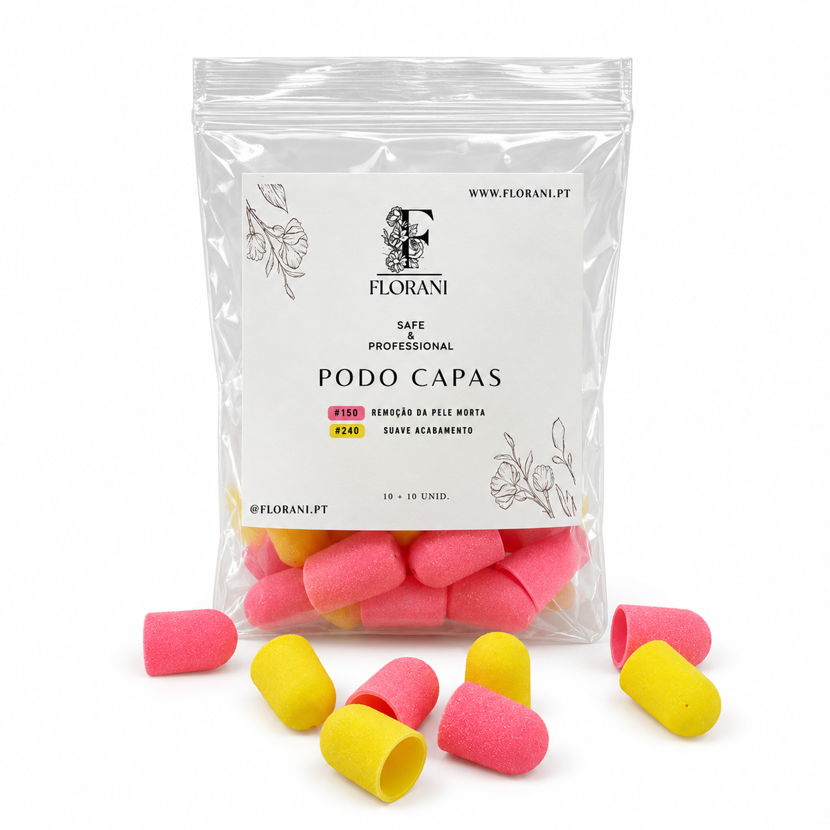 Podo Capas para Pedicure Grão 150/240 | 20 Unidades | Florani