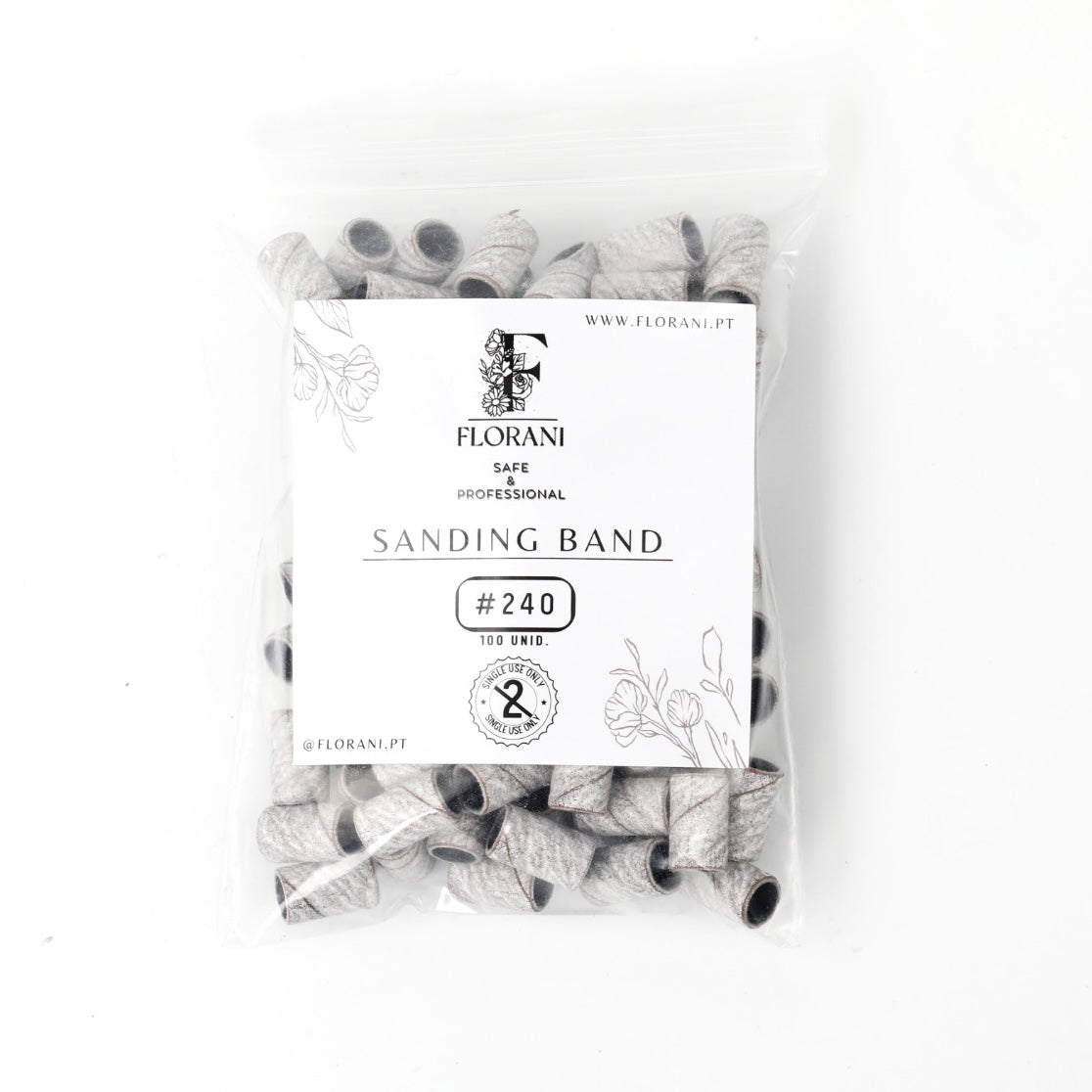 Lixa Descartável para Broca #240 – Tamanho Regular 6mm - (100 un.) | Recargas de Lixamento de Unha | Bandas de Lixar Zebra