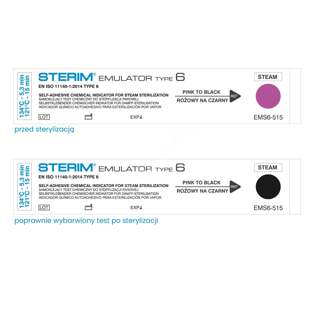 STERIM® Emulator 6 - Testes Químicos Tipo 6 para Controlo de Esterilização a Vapor (EMS6-515)