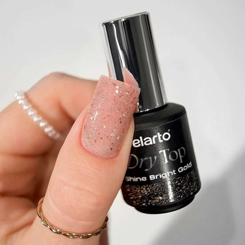 Dry Top Shine Dourado Brilhante 7ml top coat híbrido com efeito flash