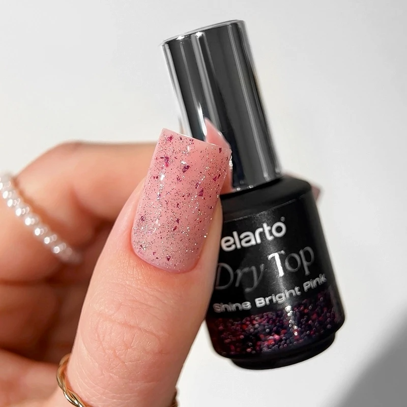 Dry Top Shine Rosa Brilhante 7ml top coat híbrido com efeito flash