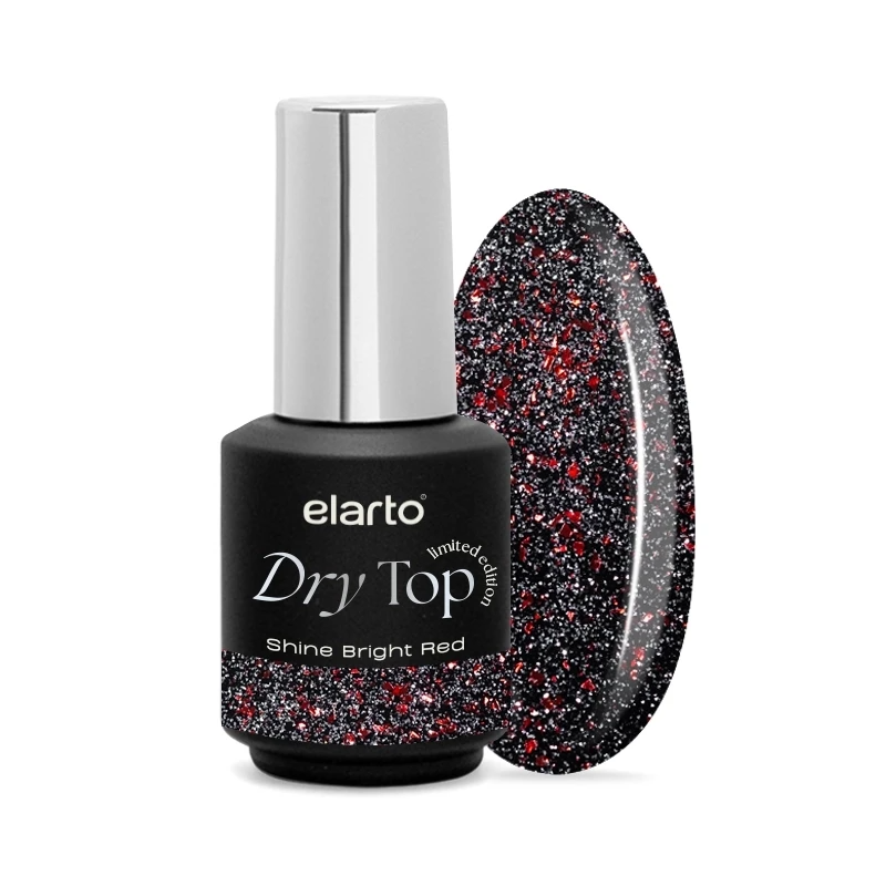 Dry Top Shine Vermelho Brilhante 7ml top coat híbrido com efeito flash