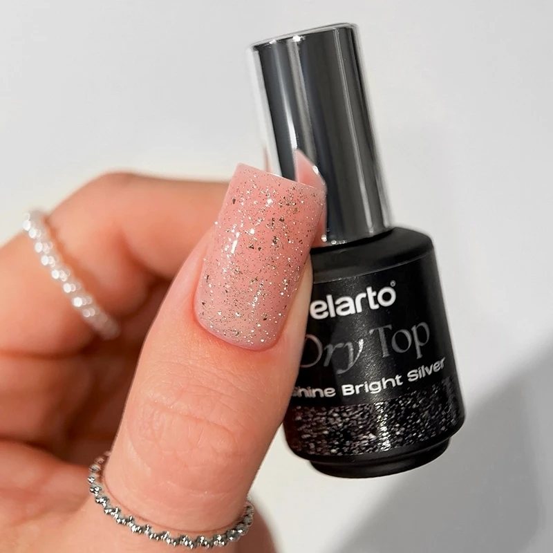 Dry Top Shine Prata Brilhante 7ml top coat híbrido com efeito flash