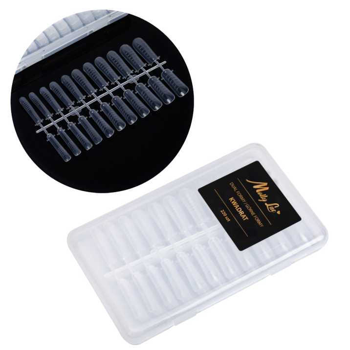 Moldes F1 para Gel, Acrilogel e Acrílico Quadrado com Medidas MollyLac – 220 unid. Modelo PH-68