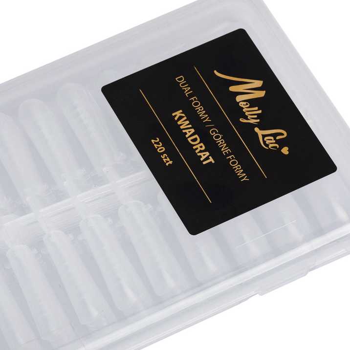 Moldes F1 para Gel, Acrilogel e Acrílico Quadrado com Medidas MollyLac – 220 unid. Modelo PH-68