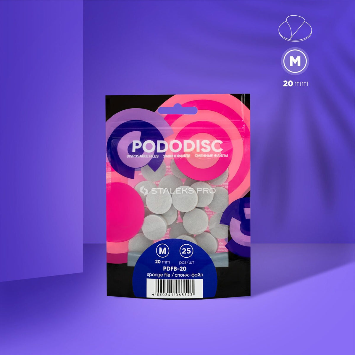 Lixas descartáveis - esponjas para disco de pedicure PODODISC M EXPERT 20 (25 unidades)