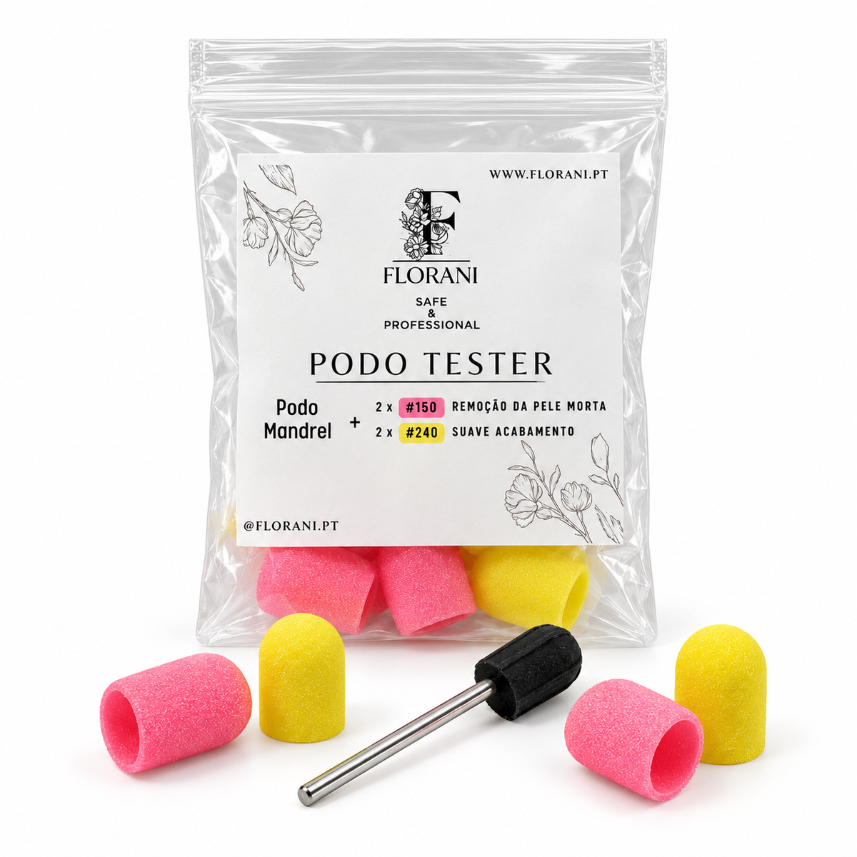 Kit Podo Tester com Suporte e 4 Lixas de Pedicure | Florani