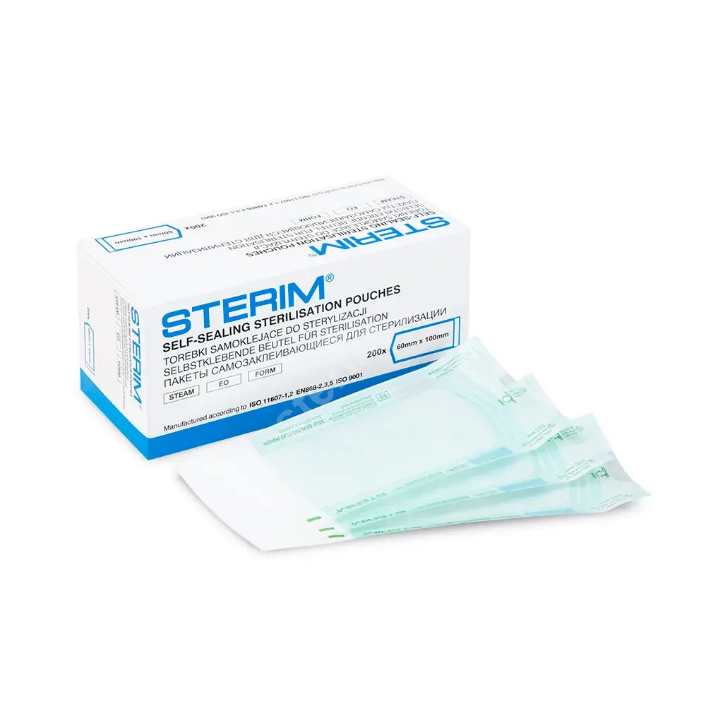 Bolsas de Esterilização Papel + Filme STERIM® – Autosselantes, 200 unid. 60x100mm