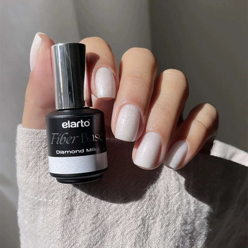 Elastic Fiber Base Diamond Milky 15ml - base híbrida com fibras de vidro