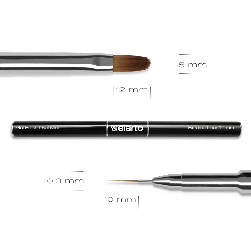 Pincel de Gel Oval Mini+Extreme Liner 10Mm (Preto)