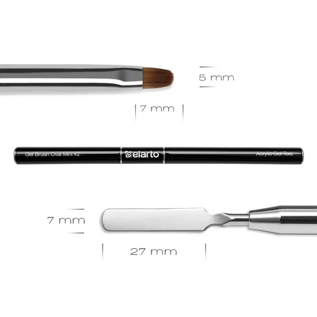Pincel de Gel Oval Mini #2 + Acrygel Tool (Preto)