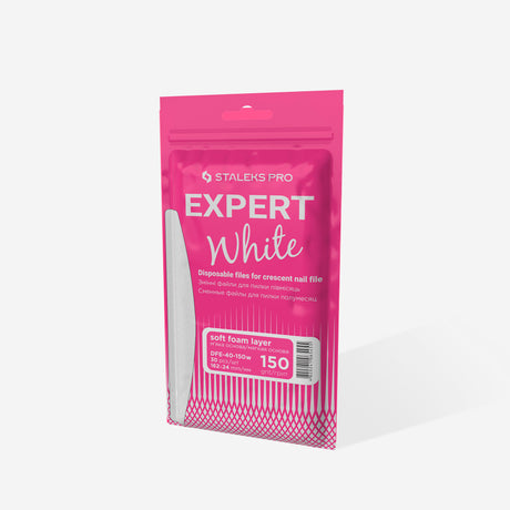Limas Brancas Descartáveis Meia-lua – Camada de espuma | EXPERT 40, Grão #150 (30 Unidades)