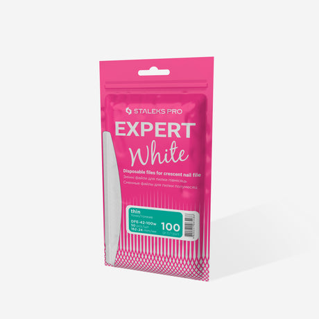 Limas Brancas Descartáveis Meia-lua Fina | EXPERT 42 Grão #100 (50 Unidades)
