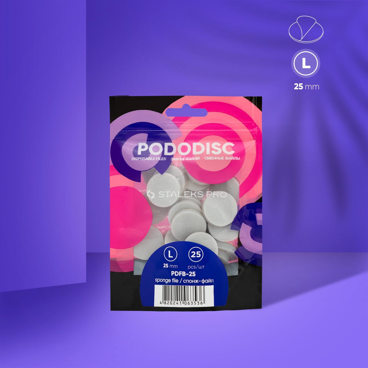 Lixas descartáveis - esponjas para disco de pedicure PODODISC L EXPERT 25 (25 unidades)